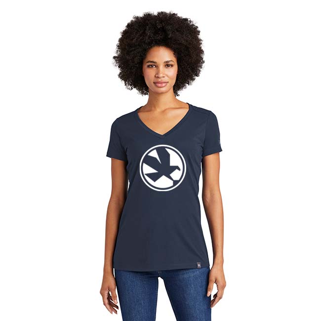 Women's V-Neck Eagle Logo - Navy