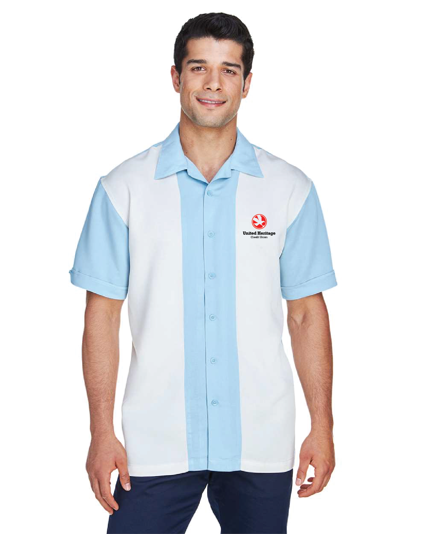 Harriton Men's Two-Tone Camp Shirt